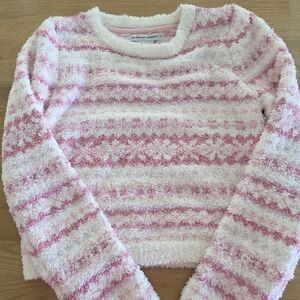 Cupcakes & Cashmere Pink and White Striped Knit Sweater Sz Medium 7/8 NWOT